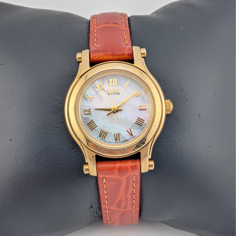 Citizen Eco-Drive MOP Roman Dial Gold Tone Watch E031-S021821